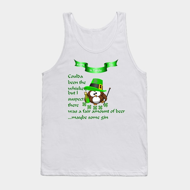 St. Patrick's Day Whiskey Gin Shamrock Beer Tank Top by The Cheeky Puppy